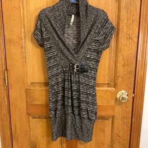 🆓 FWP Knit Tunic or Mini Sweater Dress with Faux Leather Buckles